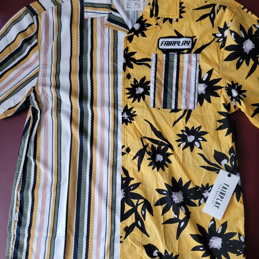 FAIRPLAY Men's Yellow and Multicolor Striped Shirt